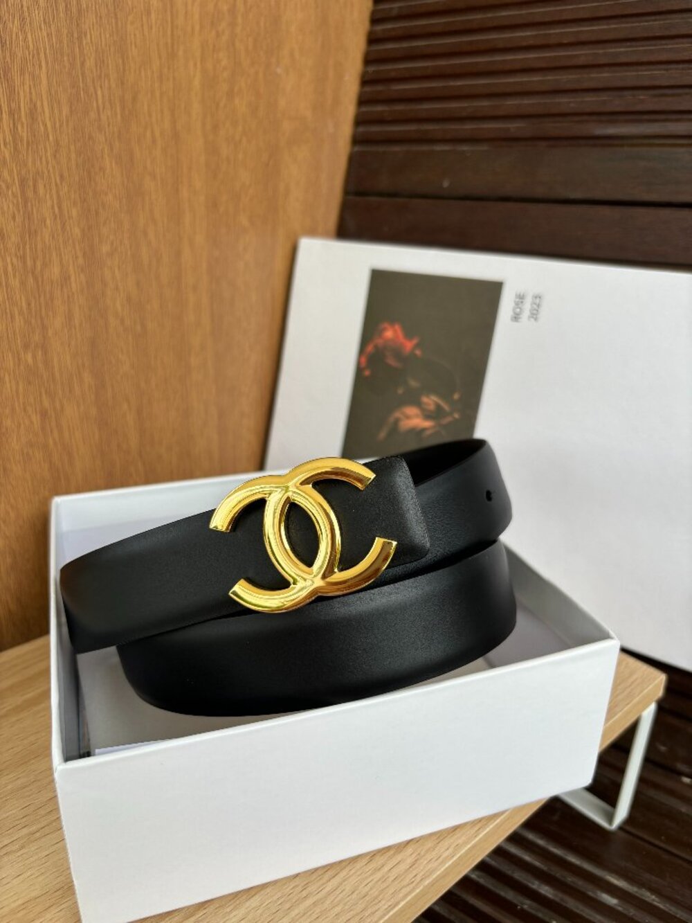 Chanel Black Leather Belt With Gold CC Buckle